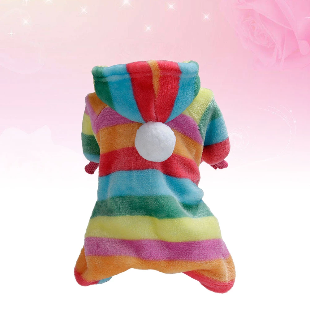 Four Leg Pet Clothing Dog Winter Warm Clothes Puppy Rainbow Stripe Coat Party Costume (Size S)