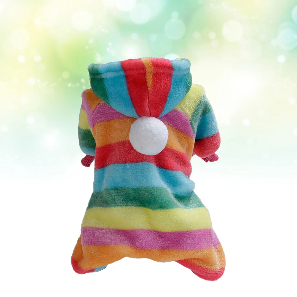 Four Leg Pet Clothing Dog Winter Warm Clothes Puppy Rainbow Stripe Coat Party Costume (Size S)
