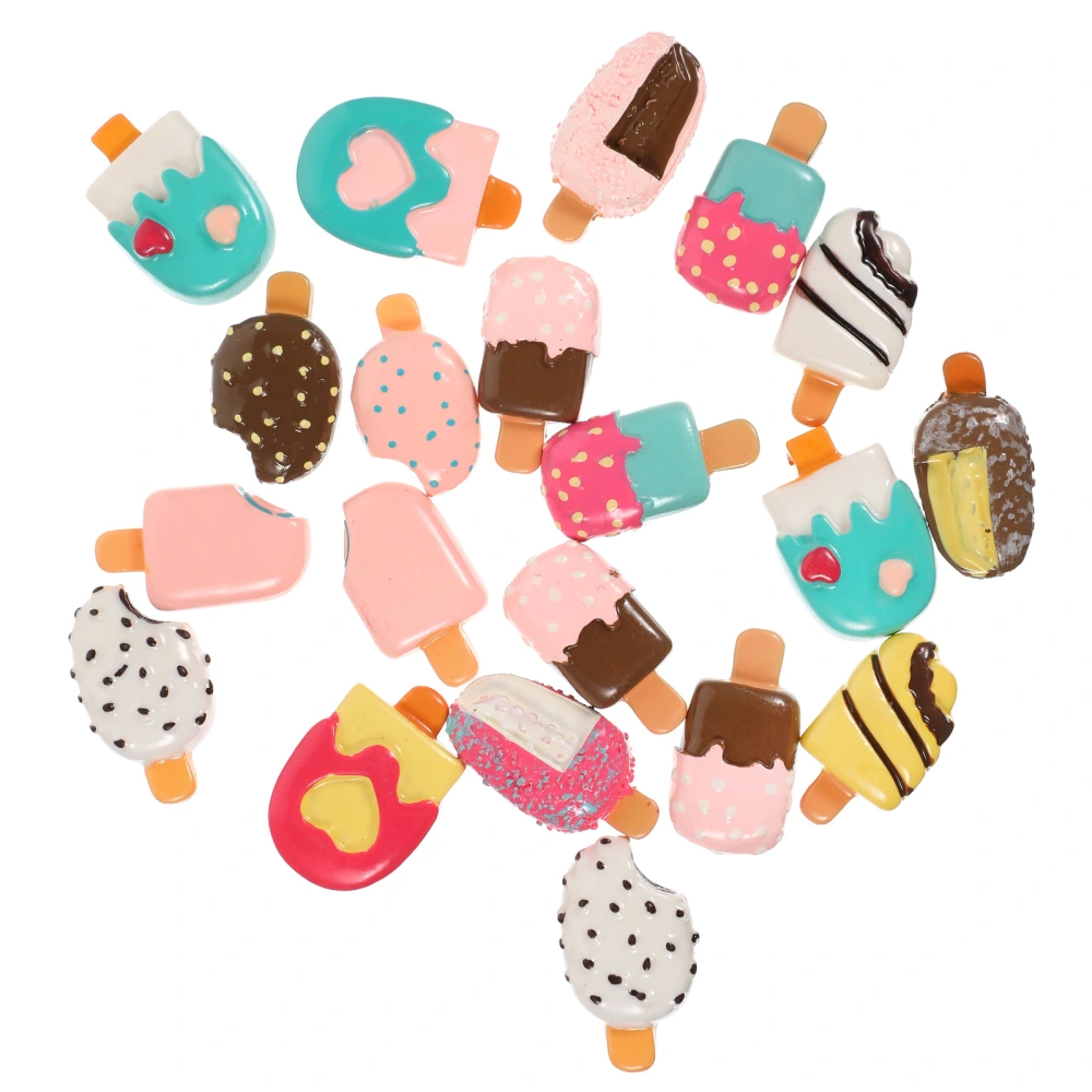 20pcs Ice Cream Shaped Ornament Adornment DIY Accessory (Random Style)