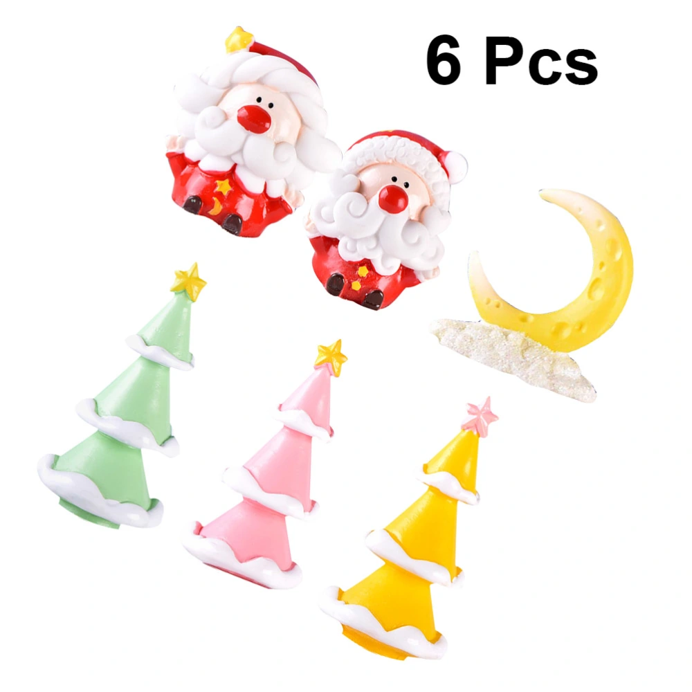 6pcs Exquisite Christmas Desktop Ornament Lovly Resin Crafts Table Adornment Xmas Party Desktop Decor for Home Living Room