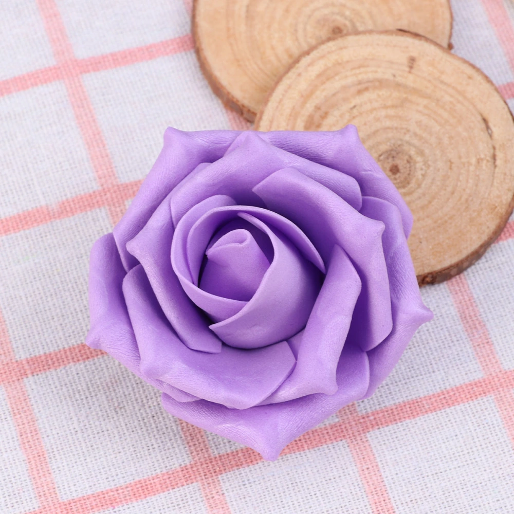 100pcs Artificial Rose Flower Head Beautiful Flower Decor for Wedding Party Birthday (Purple, 6cm)