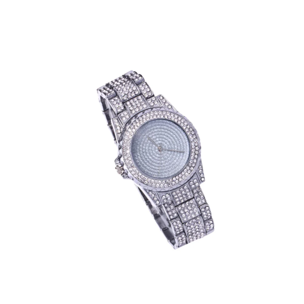 1PC Steel Band Watches Stylish Quartz Wristwatch Rhinestone Diamante Watch Delicate Quartz Wrist Watch for Women Lady Wearing Silver