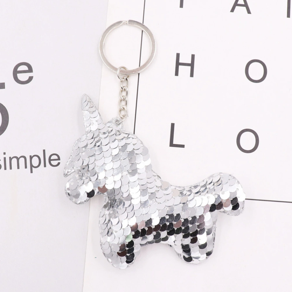 6pcs Glitter Sequins Animals Star Charm Key Chain Key Ring Handbag Pendant Car Hanging Decoration Holiday Gifts (Random Color)