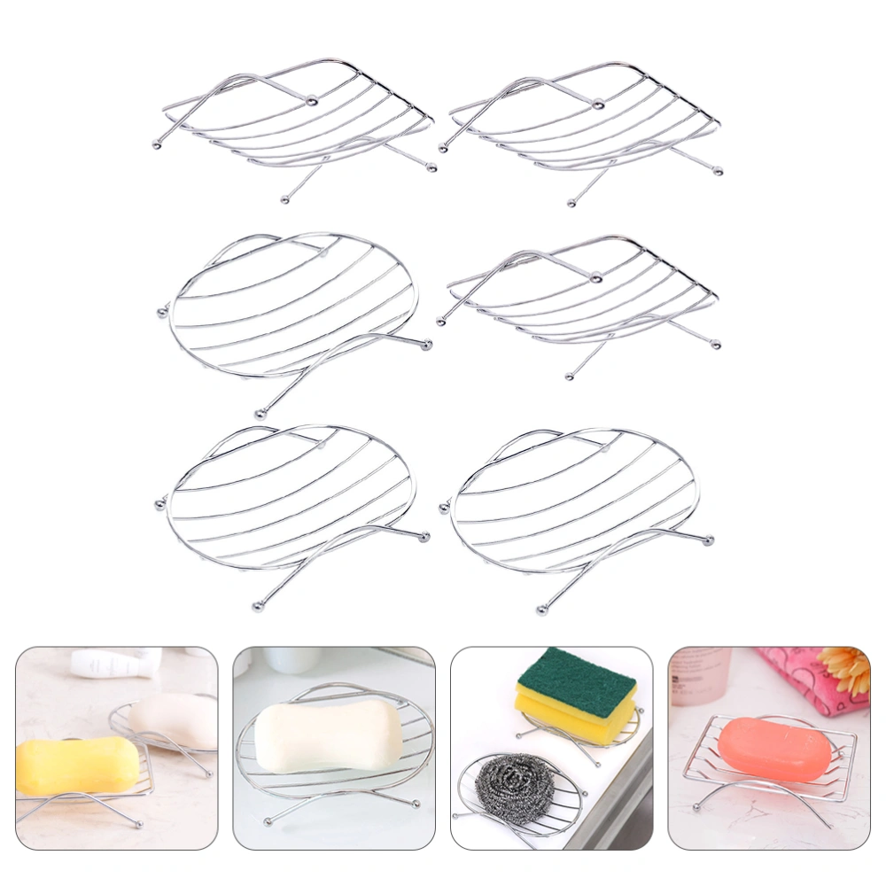 6pcs Household Soap Dishes Trays Stands Bathroom Draining Soap Containers