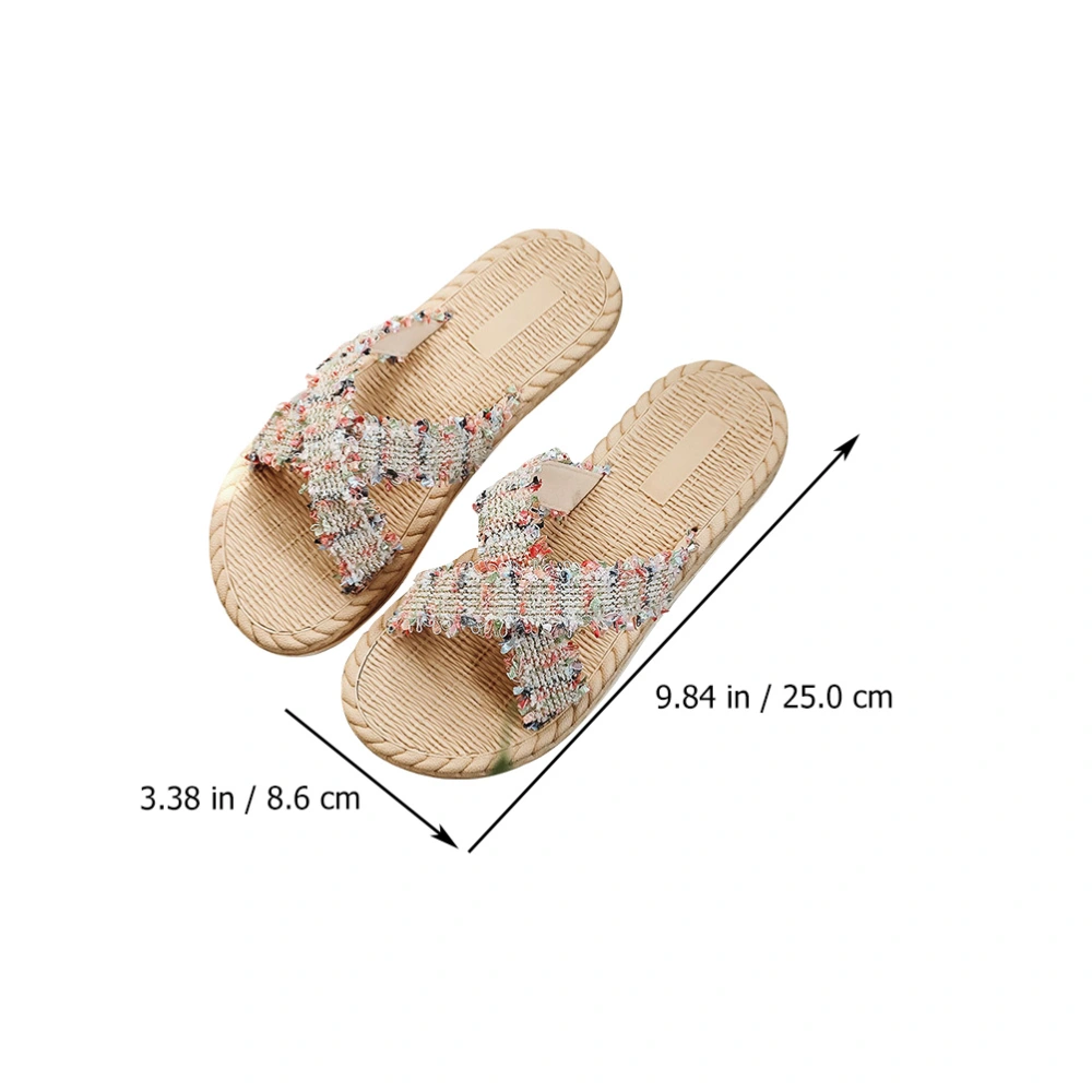 1 Pair of Imitation Straw Woven Slippers Fashion Shoes Women Beach Shoes