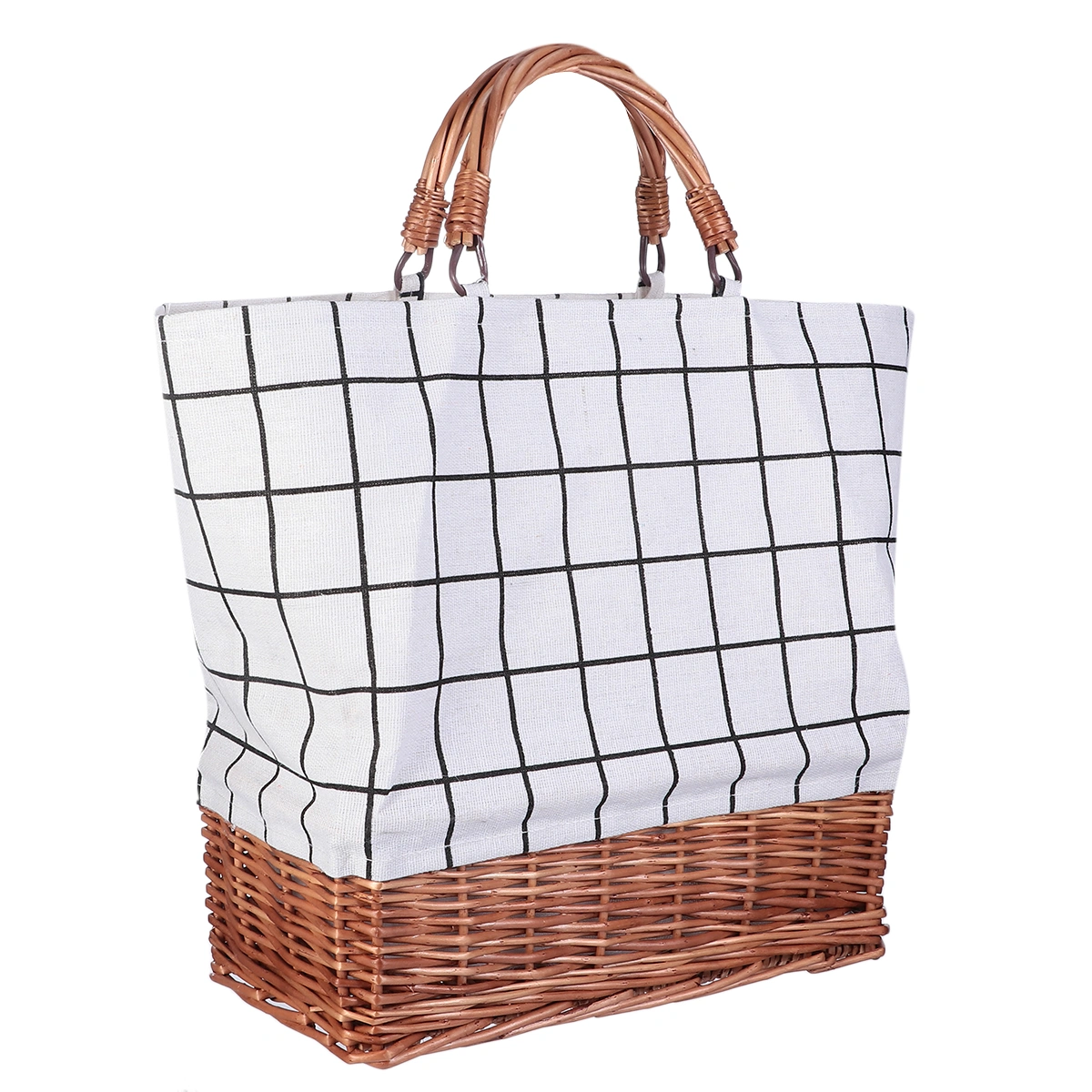 Women's Canvas Bag Fashion Shopping Bag Rattan Simple Canvas Tote Bag