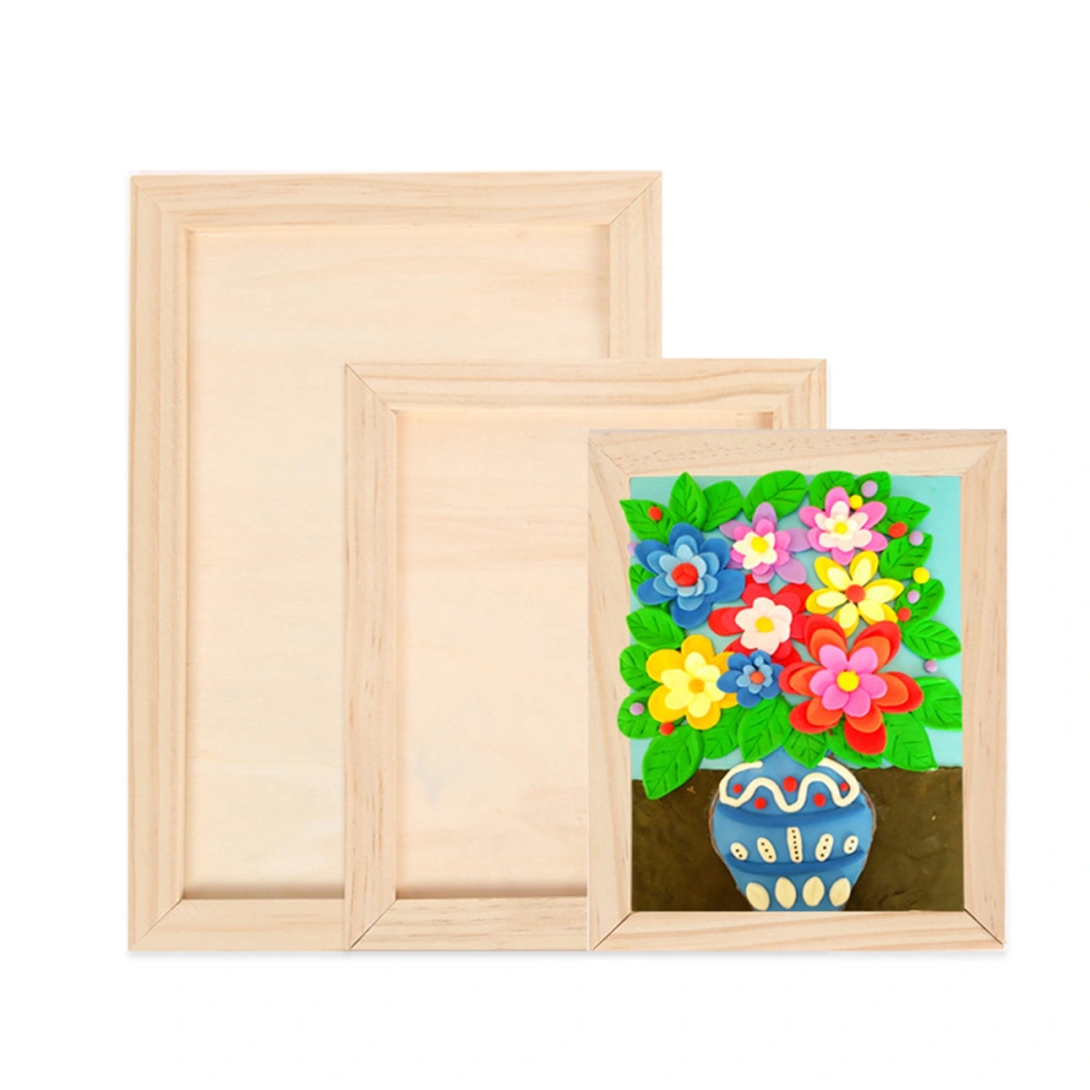 2Pcs Blank Wooden Picture Frames Children Painting Display Stands DIY Handmade Wall Decoration (Size M)