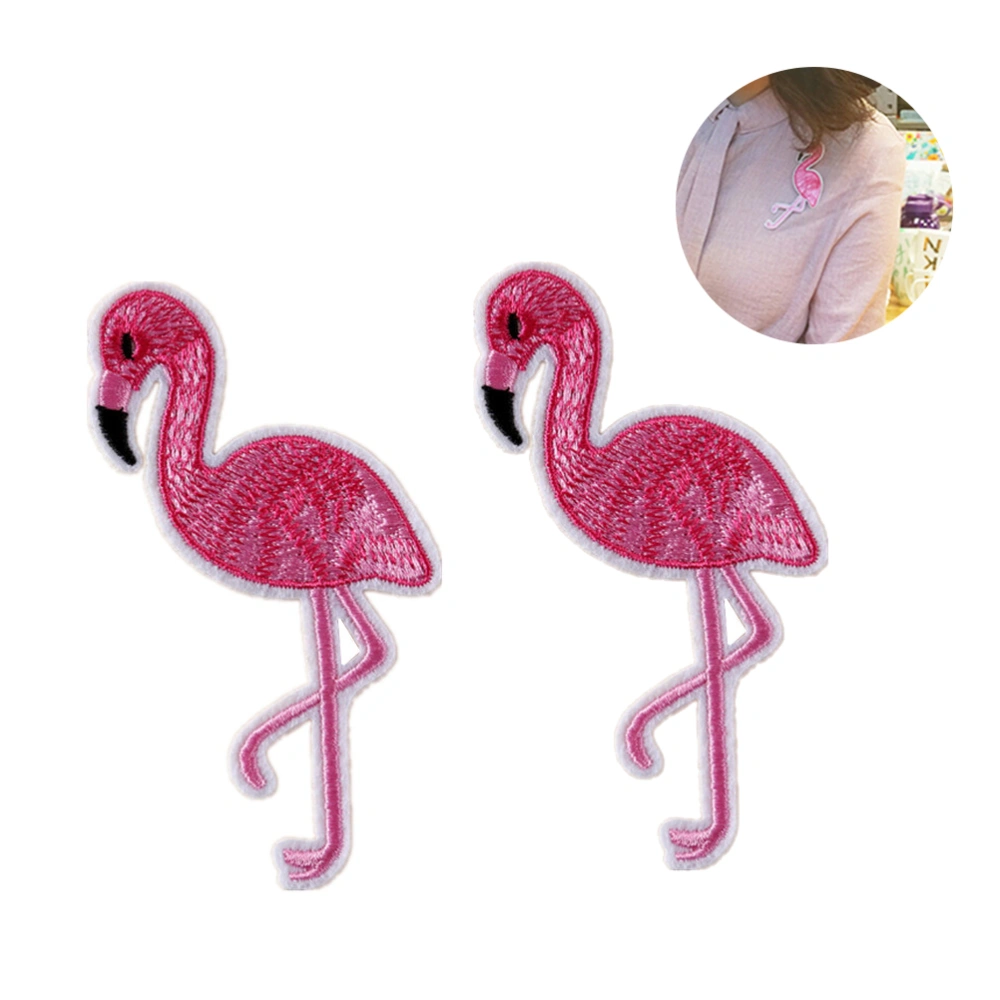 2pcs DIY Flamingo Iron on Patch Embroidered Applique Patches Flamingo Embroidery Sewing Patch