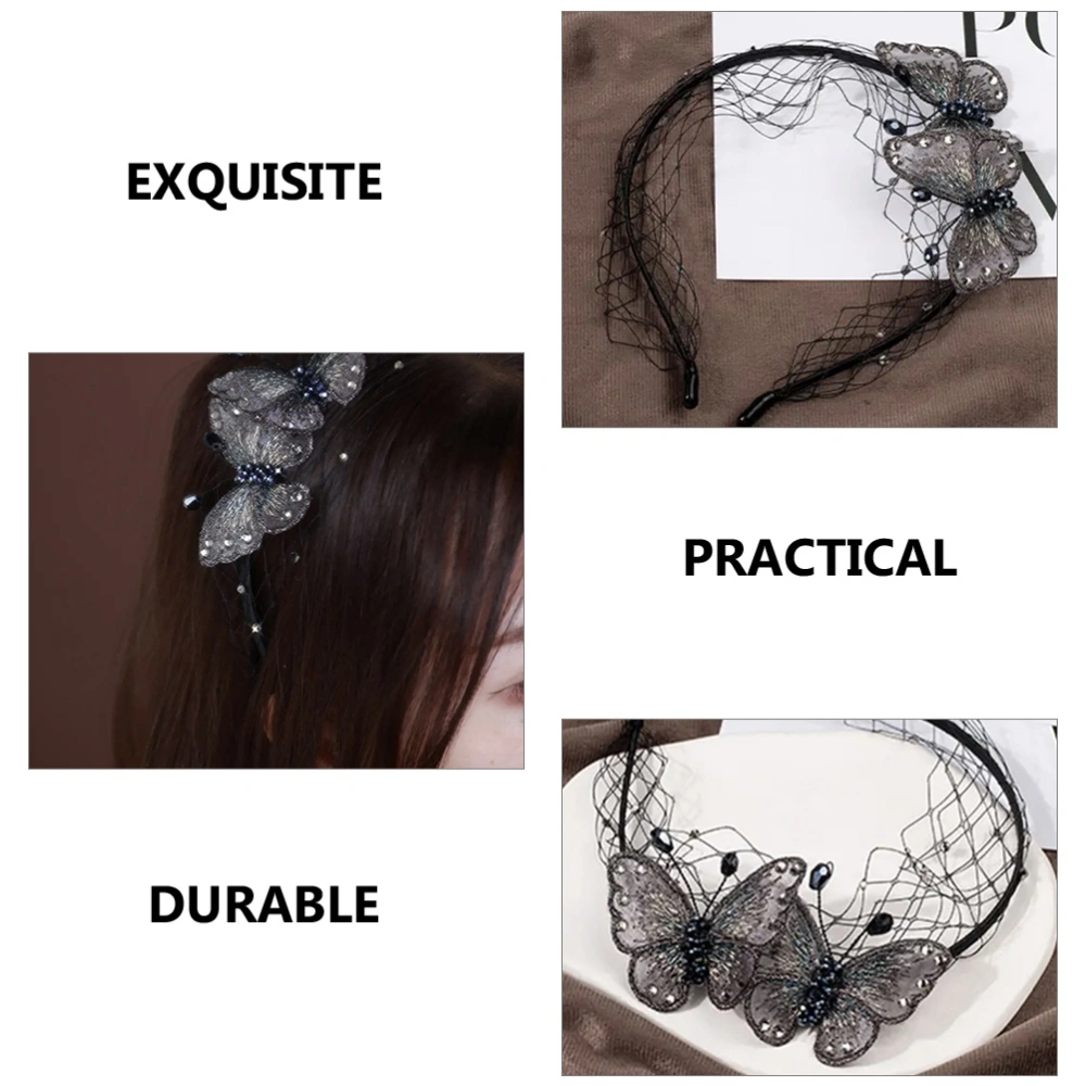 Butterfly Headband Mesh Yarn Headband Decorative Hair Hoop Women Headdress