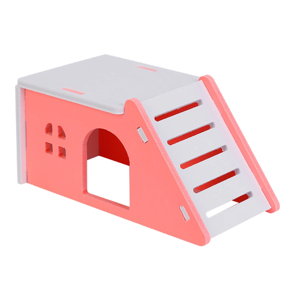 Simulation Hamster Wooden House Adorable Slope Ladder Pet Hut Creative Hamster Cabin Colorful Large Capacity Rat Room (Random Color)