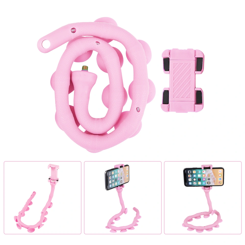 Lazy Bracket Mobile Phone Stents Caterpillar Worm Bracket Suction Cup Support Wall Desktop Pillar Holder (Pink)