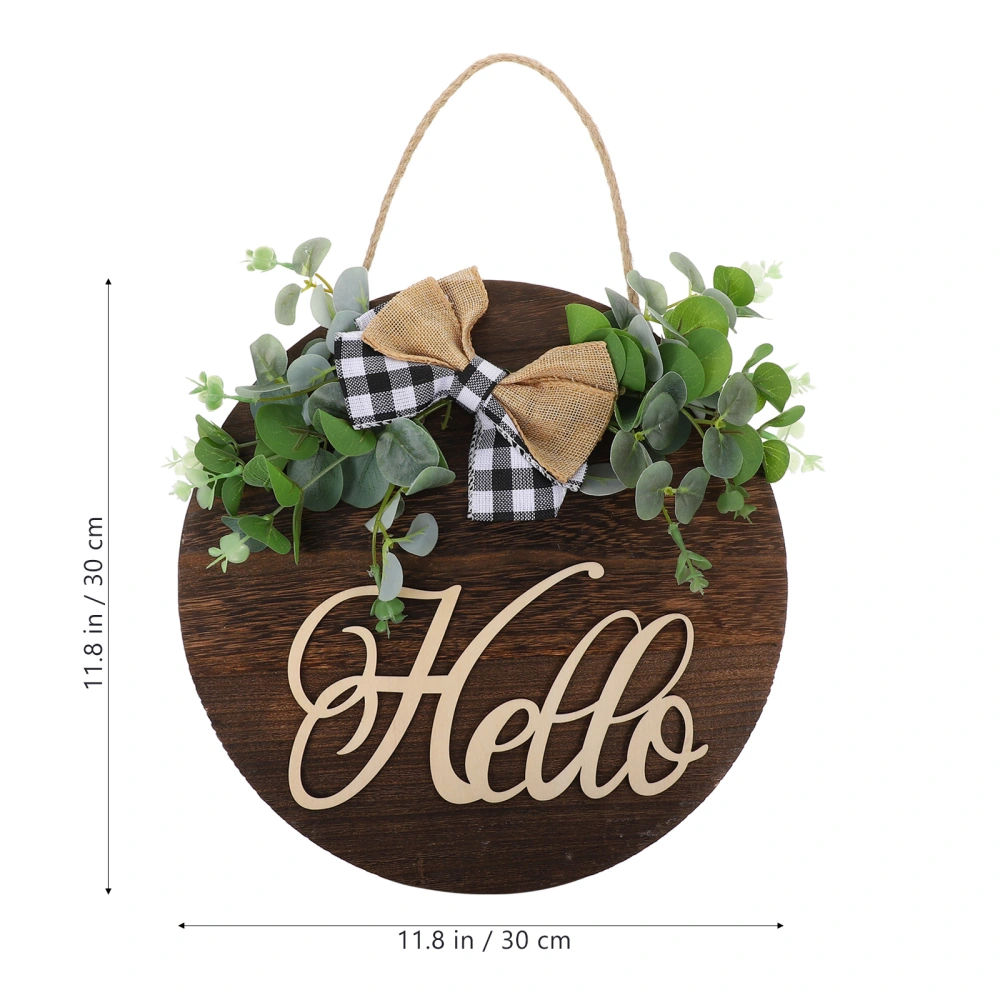 Welcome Wreath Wooden Hanging Sign for Farmhouse Front Porch Decoration