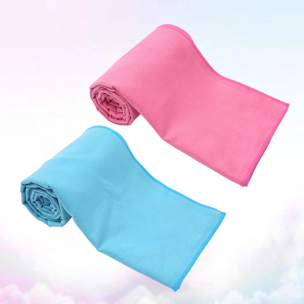 2Pcs Quick Dry Sports Towel Fitness Microfiber Polyester Towel Sports Supplies for Running Camping Yoga Gym（Rosy+Blue）