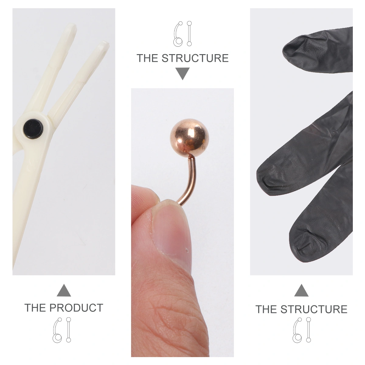 1 Set of 50PCS Combination Piercing Tool Set Puncture Jewelry Tool Set Body Piercing Jewelry Set for Shop Home (Combination Set 3 Rose Gold)