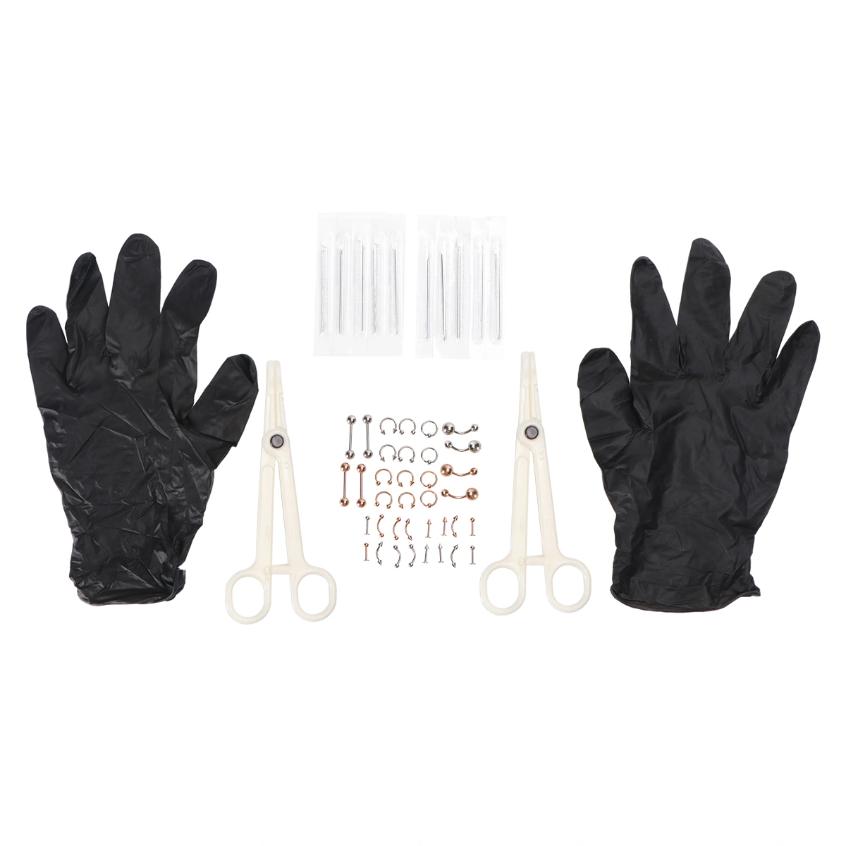 1 Set of 50PCS Combination Piercing Tool Set Puncture Jewelry Tool Set Body Piercing Jewelry Set for Shop Home (Combination Set 3 Rose Gold)