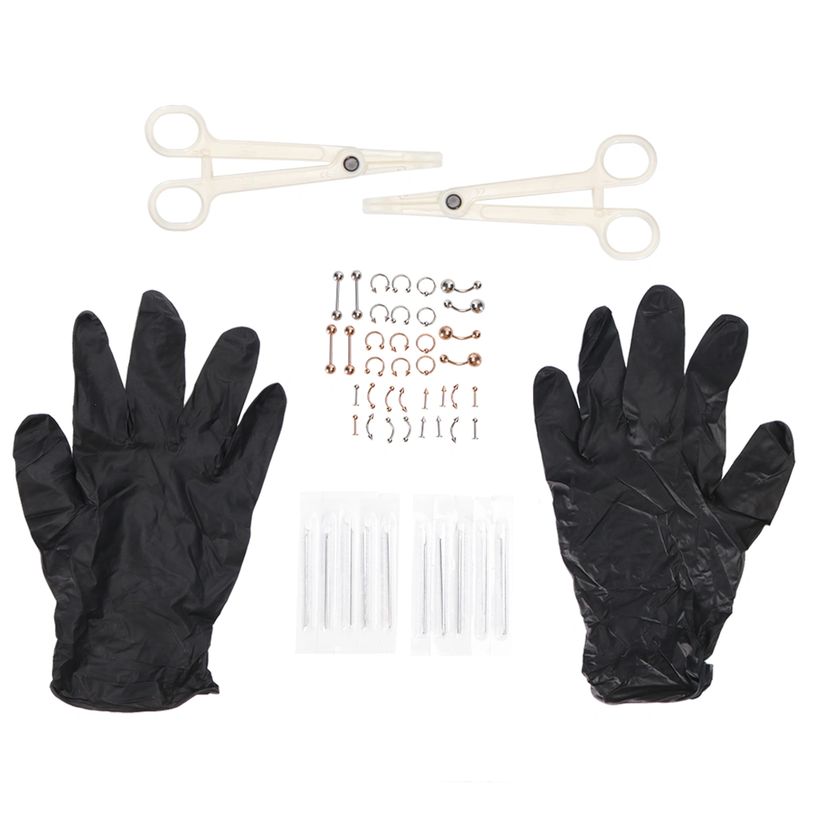 1 Set of 50PCS Combination Piercing Tool Set Puncture Jewelry Tool Set Body Piercing Jewelry Set for Shop Home (Combination Set 3 Rose Gold)