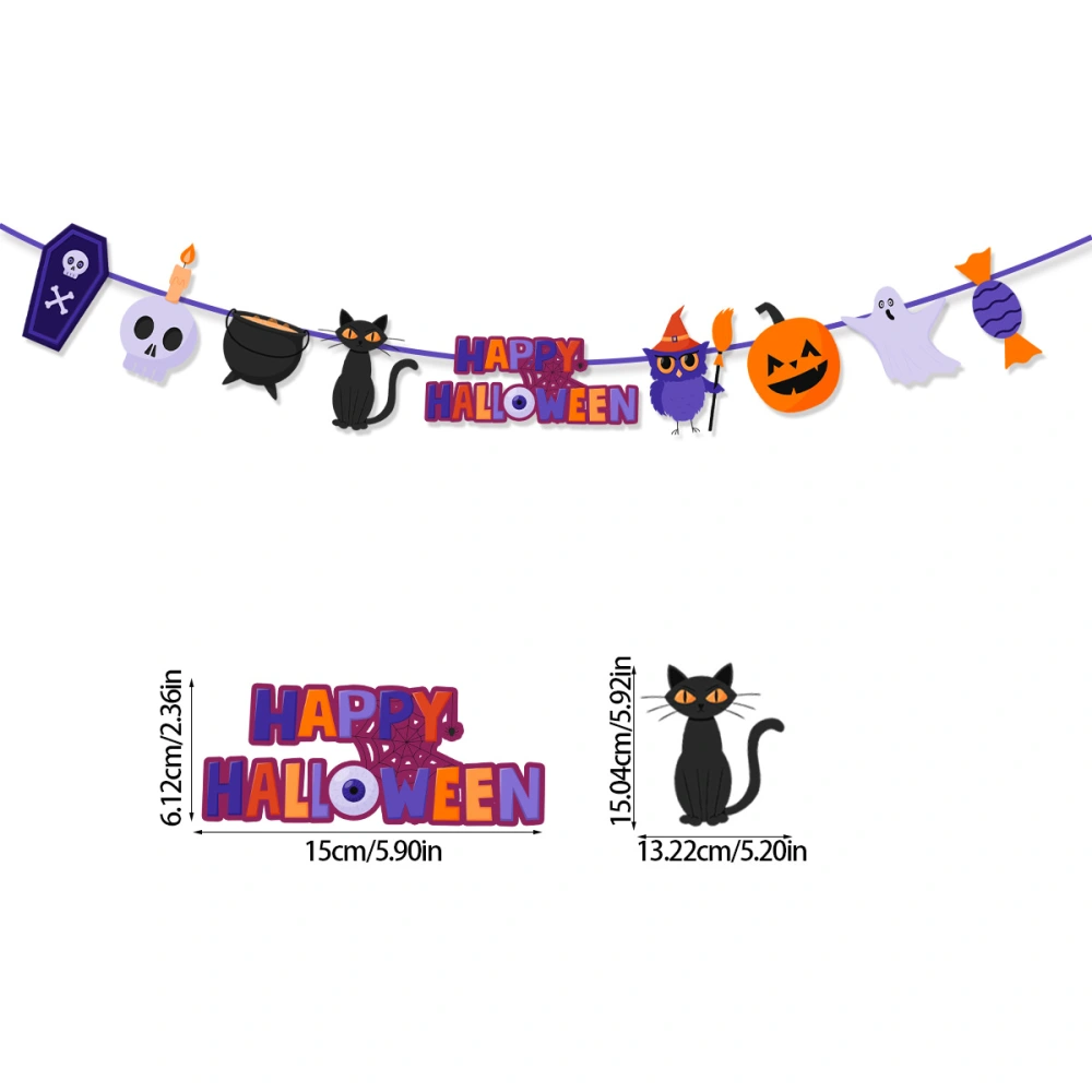 2pcs Halloween Hanging Banner Halloween Theme Bunting Flag Paper Banners Hanging Banner