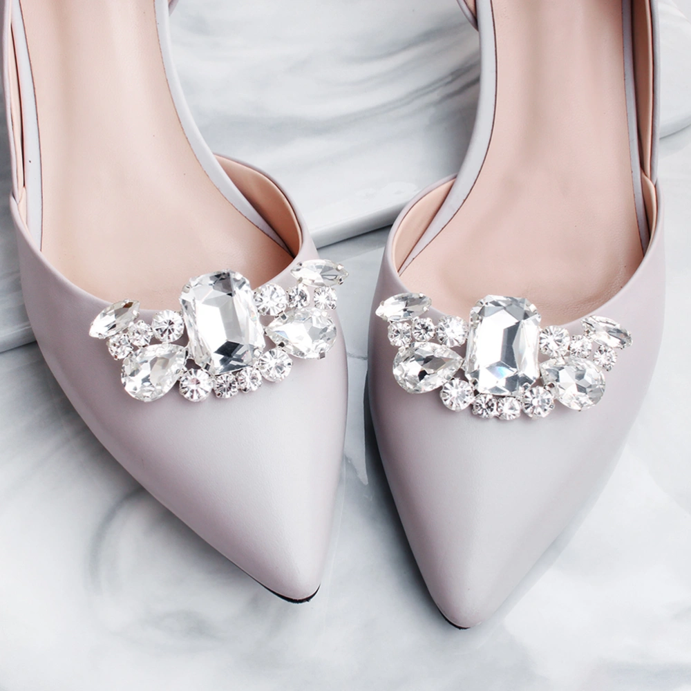 1 Pair Special Shape Crystal Shoe Clips Bride DIY Shoe Buckles Ladies Shoes Accessory for Banquet Wedding