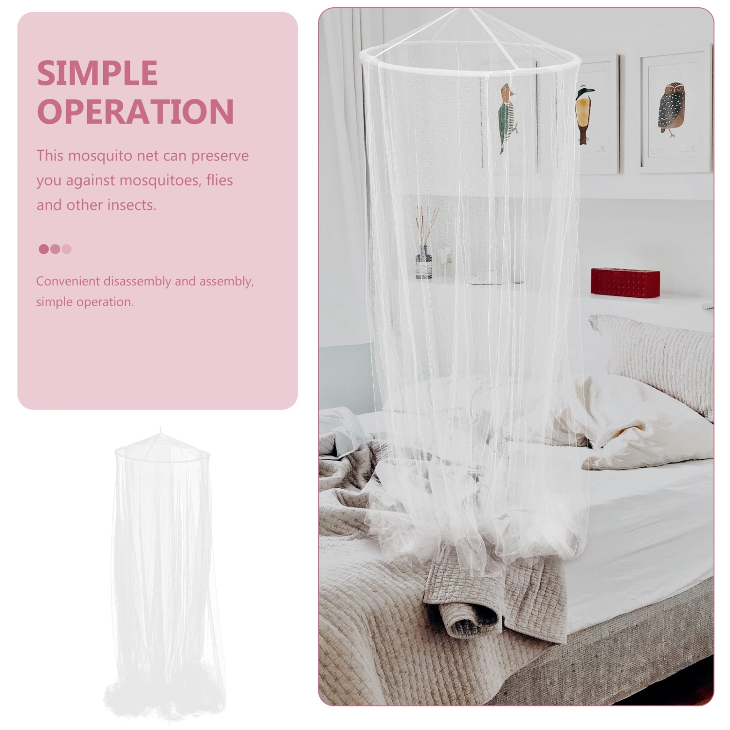 Mosquito Bed Net Netting Bed Canopy Circular Curtain Against Insects and Flies