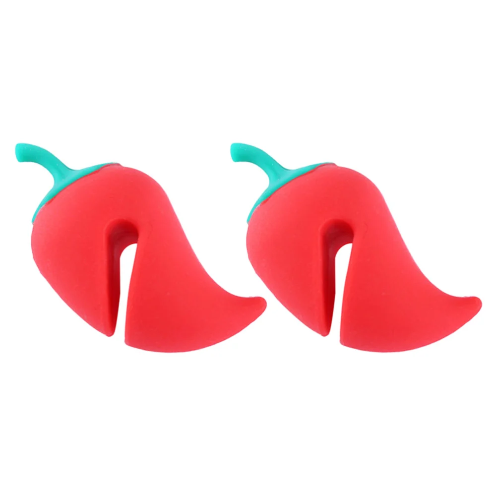 2Pcs Silicone Spill-proof Lid Lifters Lid Pepper-shaped Steam Releasers (Red)