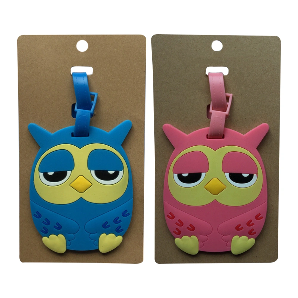 2Pcs Cartoon Travel Luggage Tags Silicone Luggage Tags Owl Shape Suitcase Tags