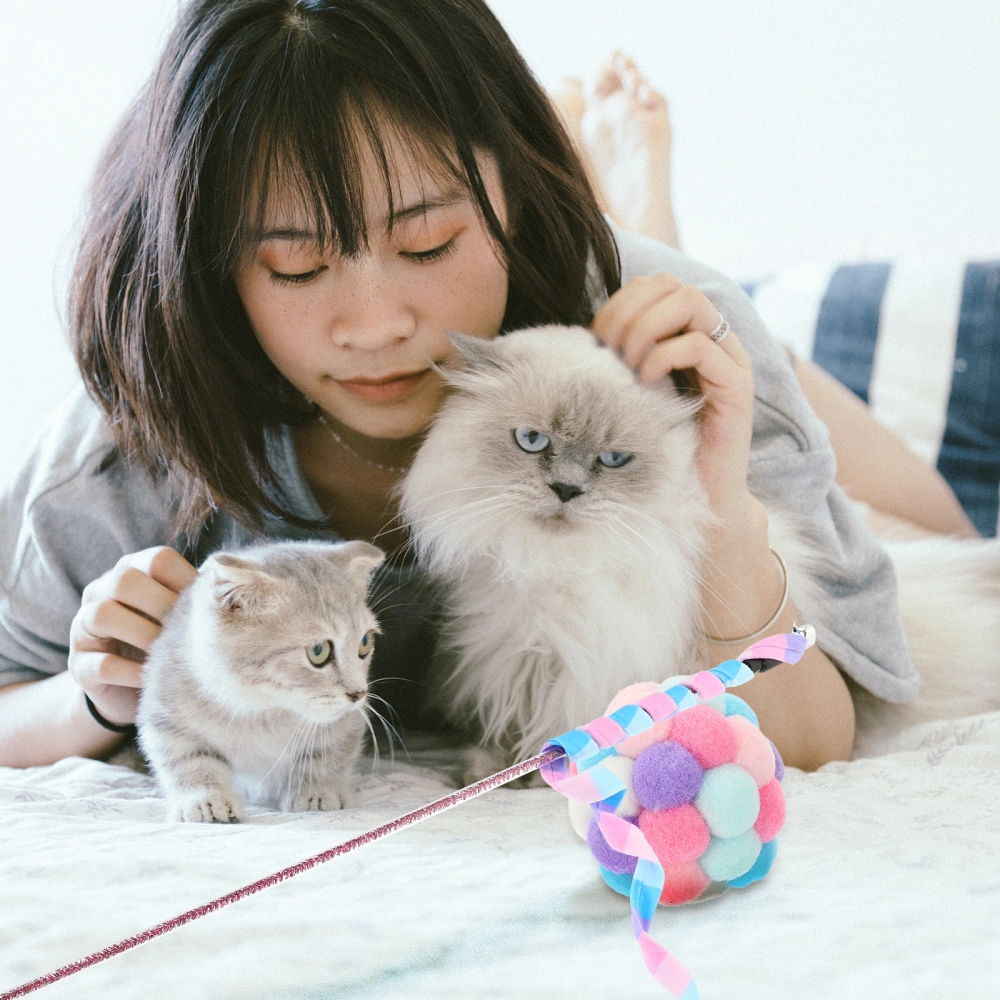 1 Set of Cat Wand Toy Interactive Kitten Toy Cat Spring String and Ball Indoor Cat Plaything