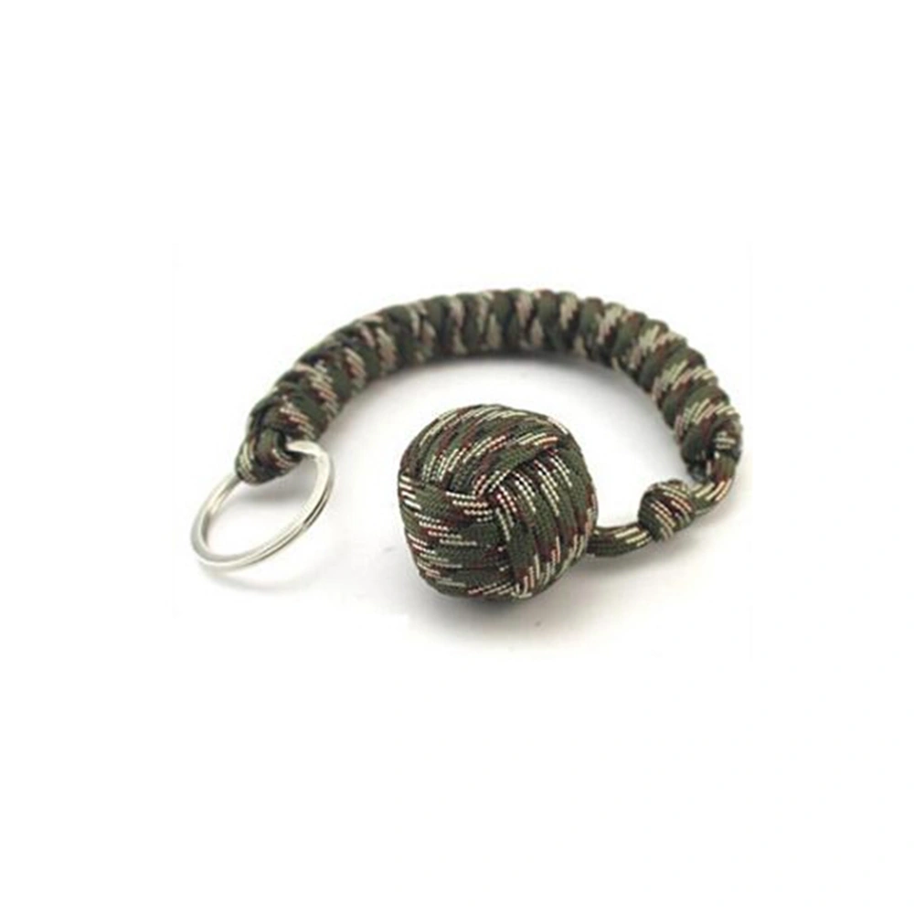 Stainless Steel Ball Pendent Keychain Parachute Cord Key Chain for Outdoor Camping Survival (Camouflage)