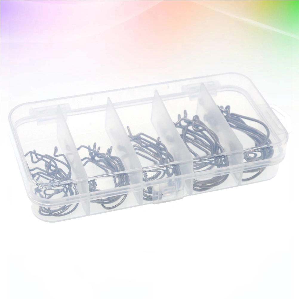 50pcs Wide Belly Crank Hooks Texas Rig Fishing Worm Bait Fishing Hook Ocean Fishing Tackle Boat Fishing (Silver)