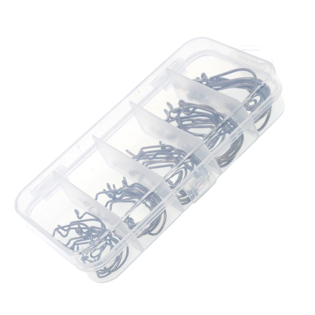 50pcs Wide Belly Crank Hooks Texas Rig Fishing Worm Bait Fishing Hook Ocean Fishing Tackle Boat Fishing (Silver)