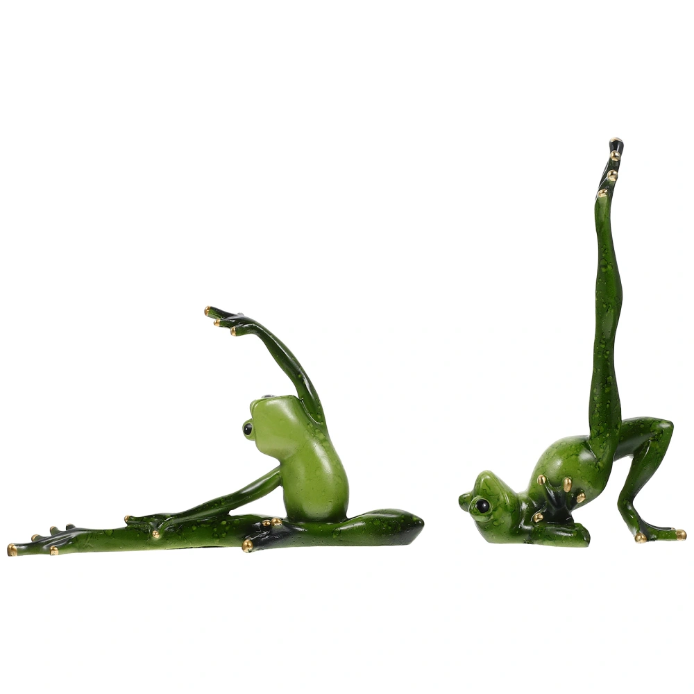 2Pcs Yoga Frog-shaped Adornment Creative Desktop Ornament Chic Resin Craft