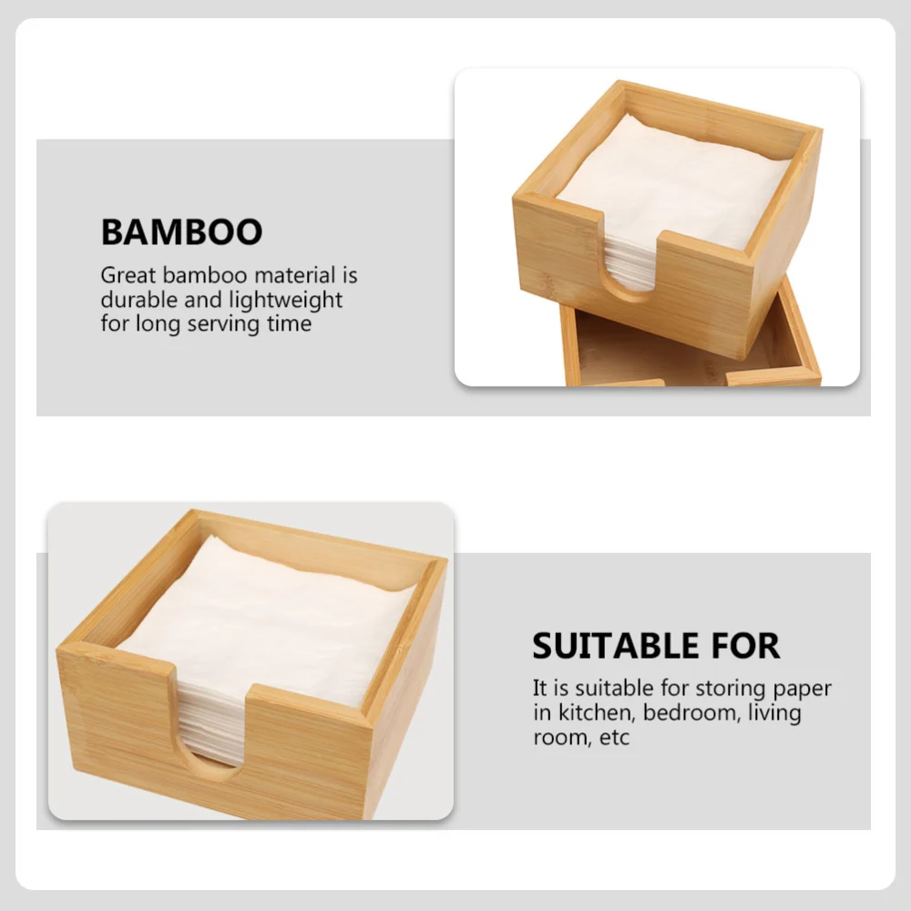 1Pc Bamboo Tissue Case Square Napkin Box Household Napkin Case Home Accessory