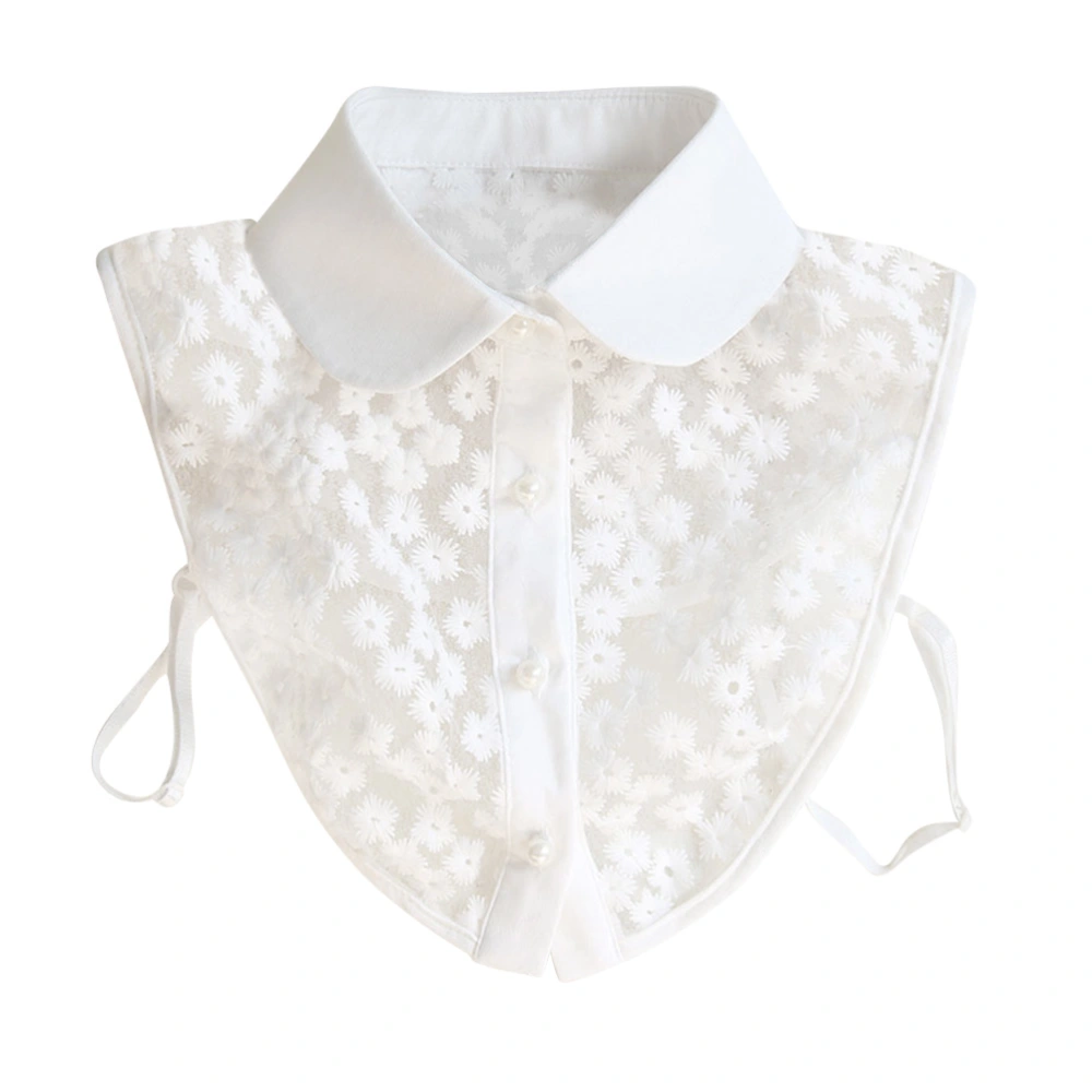 Fashion Women Floral Neckline Detachable Collar Half Shirt Blouse Collar Cotton Lace Fake Collar Clothes Accessory for Women (White)