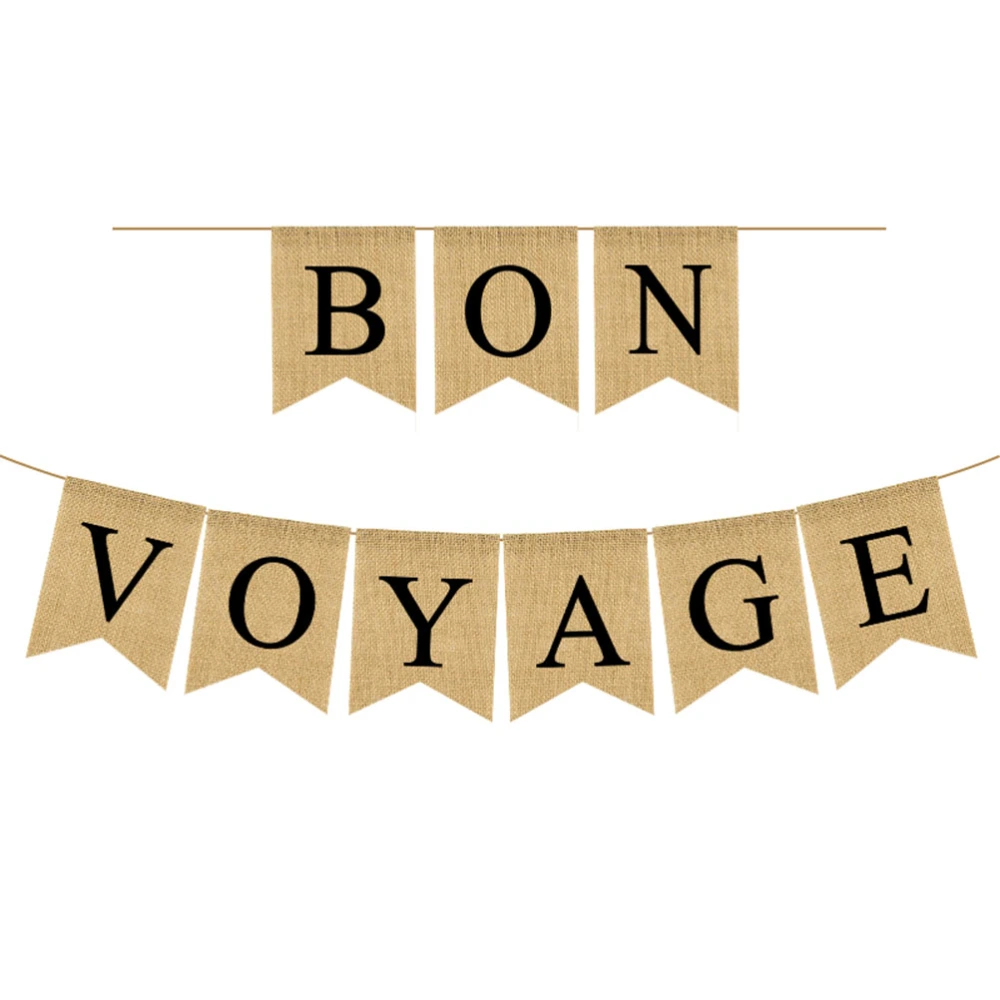 Travel Theme Garland Party Bunting BON VOYAGE Printing Banner Linen Dovetail Shape Party Layout Supplies Decoration