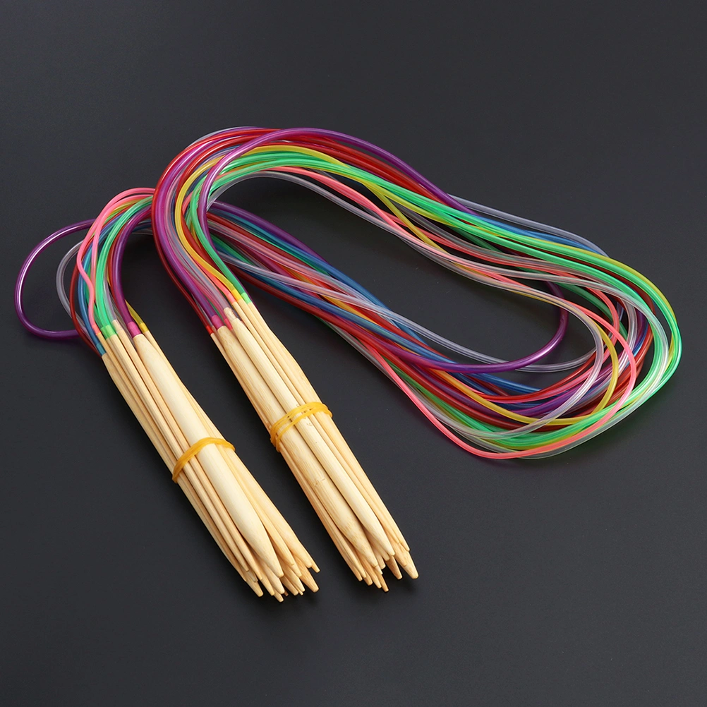 18Pcs 120cm Circular Knitting Needles Set Professional Colorful Tube Circular Knitting Crochet Needles