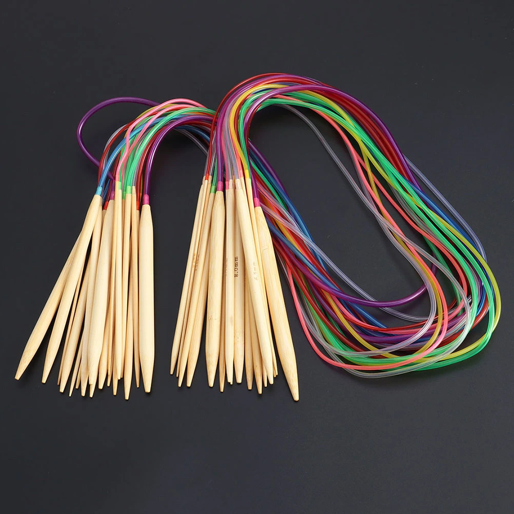 18Pcs 120cm Circular Knitting Needles Set Professional Colorful Tube Circular Knitting Crochet Needles