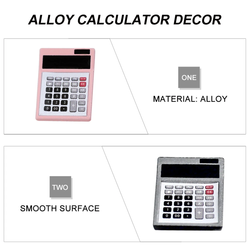 2 Pcs Alloy Calculator Model Decor Doll House Decor Mini Calculator Mini House Decor