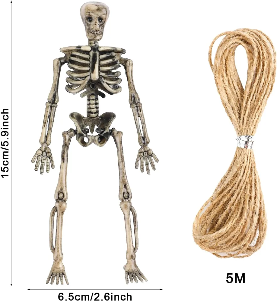 1 Set of Halloween Skeleton Decoration Simulated Human Skeleton Statue Halloween Party with Rope