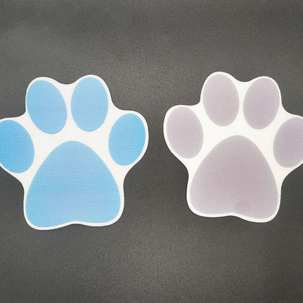 4PCS Dog Footprint Stickers Cartoon Bathtub Stickers Prevention Decals Self-adhesive Tub Pasters Blue