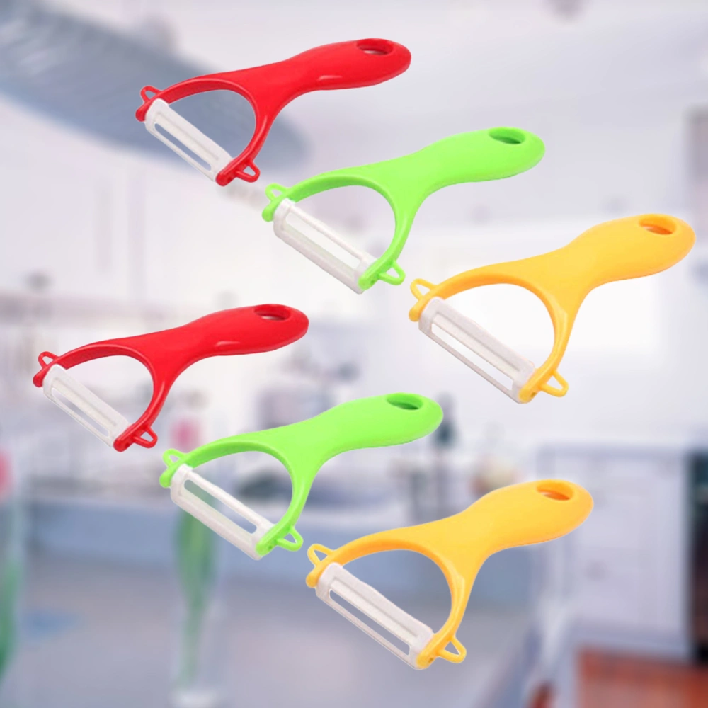 6Pcs Multifunctional Peeler Vegetable Fruit Peeler with Non-slip Comfortable Handle (Red/Green/Yellow)