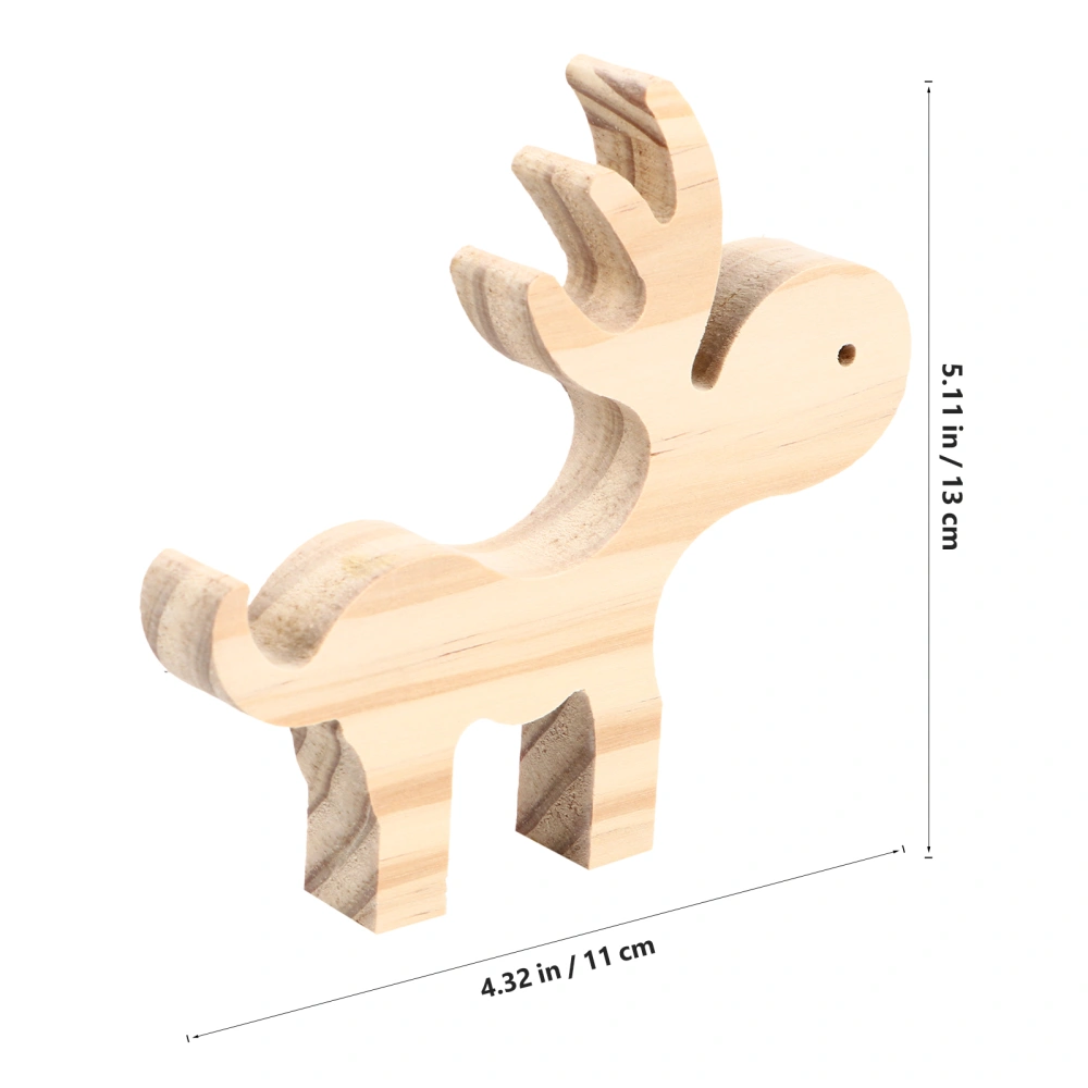 1 Pc Cartoon Elk Cellphone Stand Wooden Desktop Adornment (Wooden lubricious)