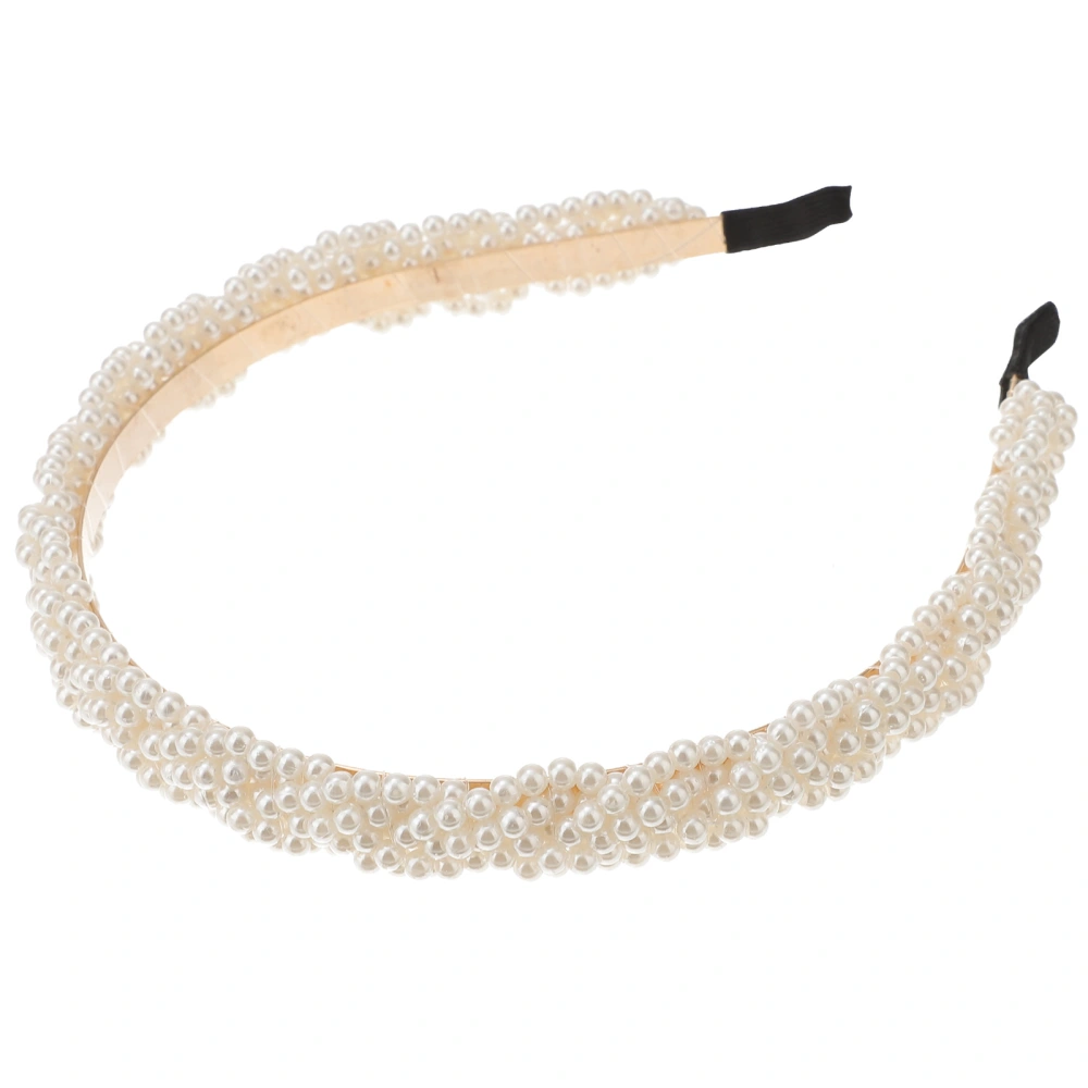 1pc Thin Brim Headband Women Pearl Hair Fashion Simple Headband (White)