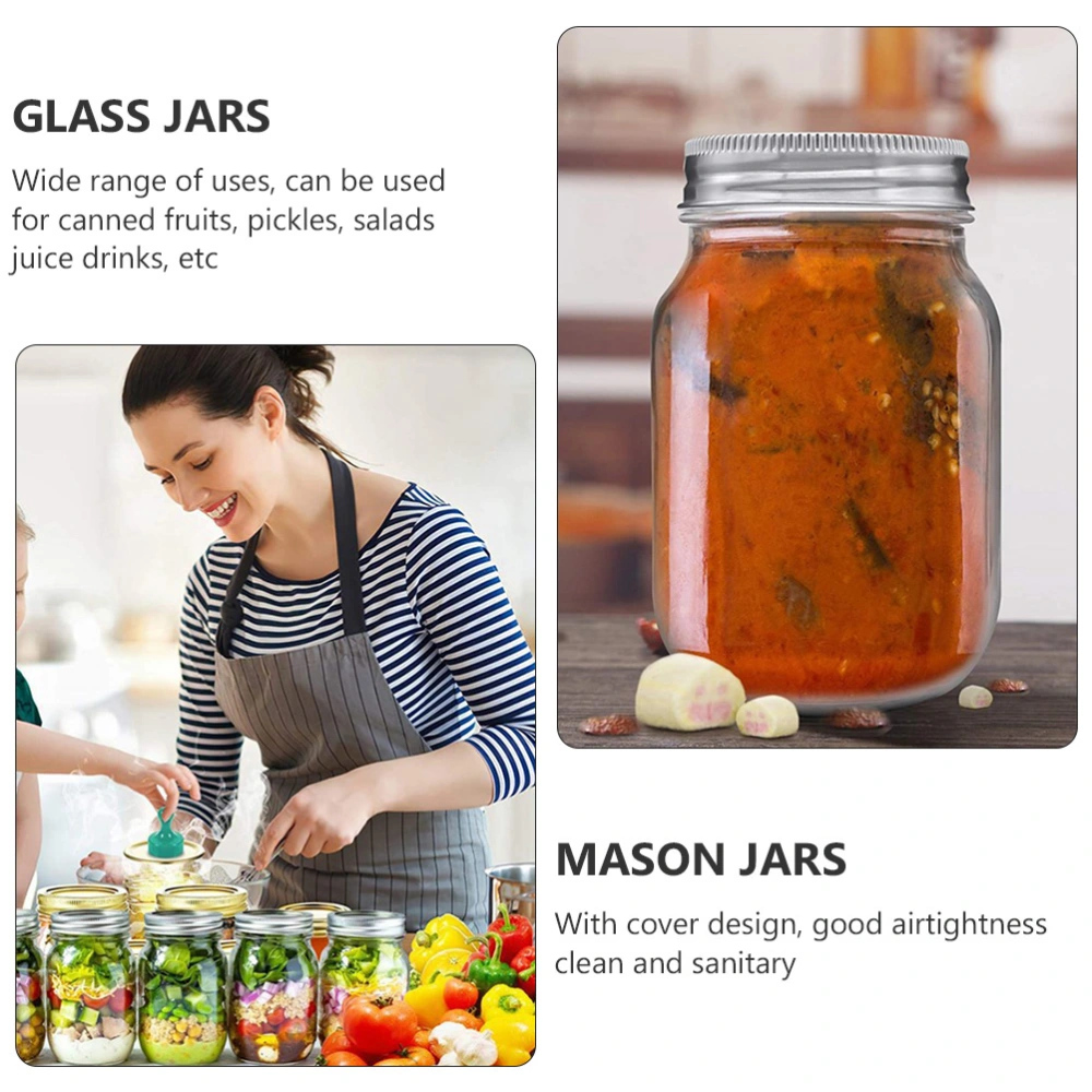 1 Set 4Pcs Practical Glass Mason Jars Multi-function Storage Cans (Transparent)