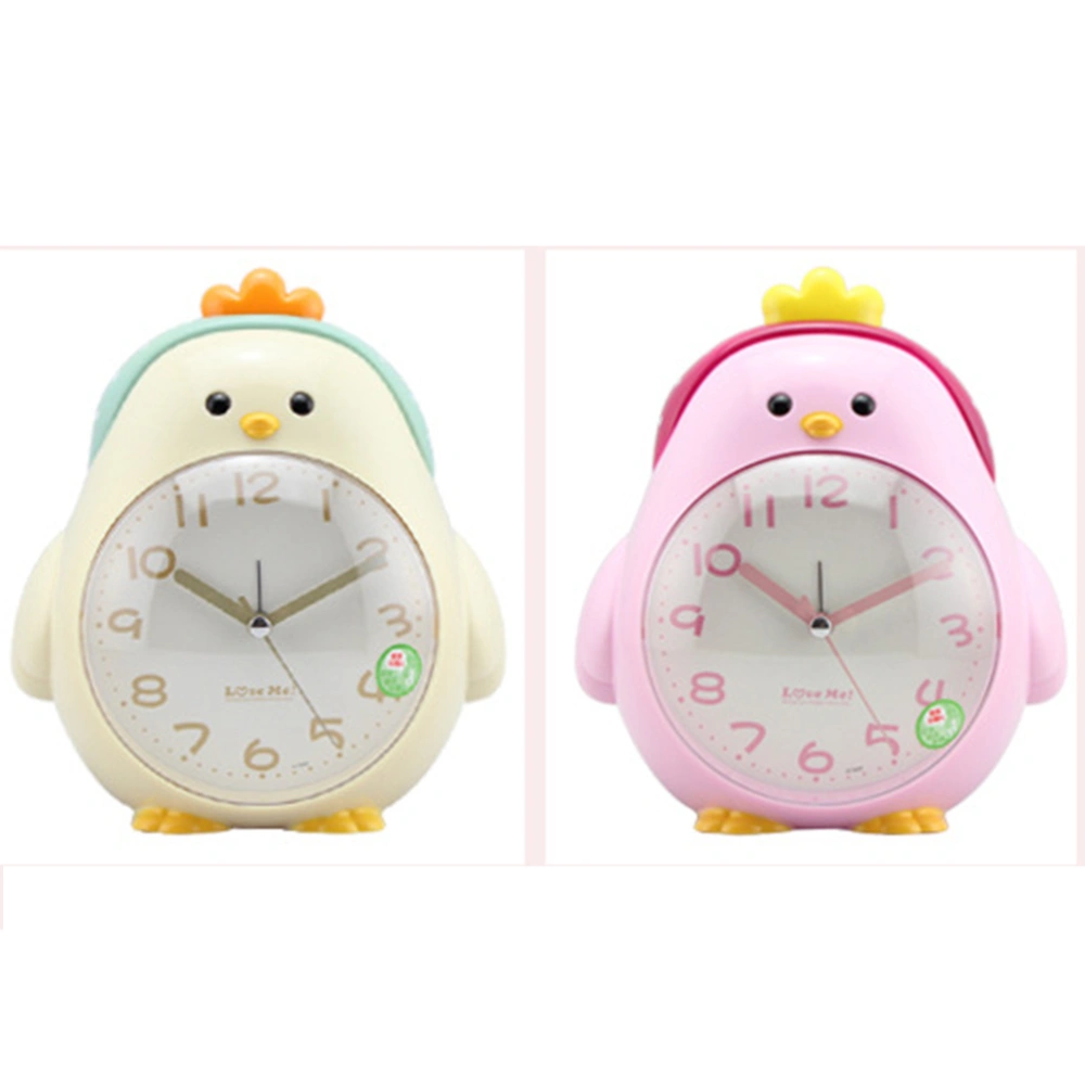 Creative Lovely Cartoon Chicken Alarm Clock ABS Plastic Night Light Silent Desktop Clock Home Decor for Student Children Bedroom without Batteries (Pink)