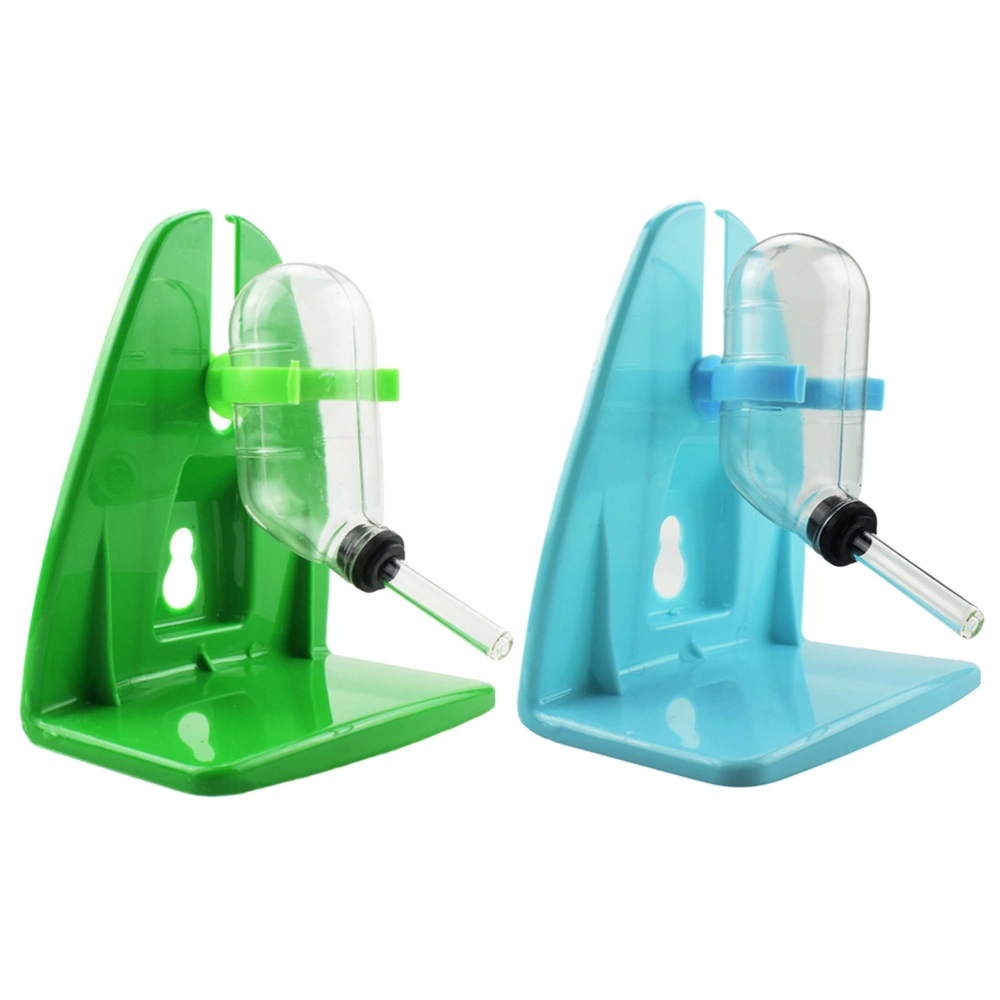 2 Sets 60ML Pet Water Bottle Hanging No Drip Drinking Dispenser for Hamsters Small Animals (Bottle + Bracket, Random Color)