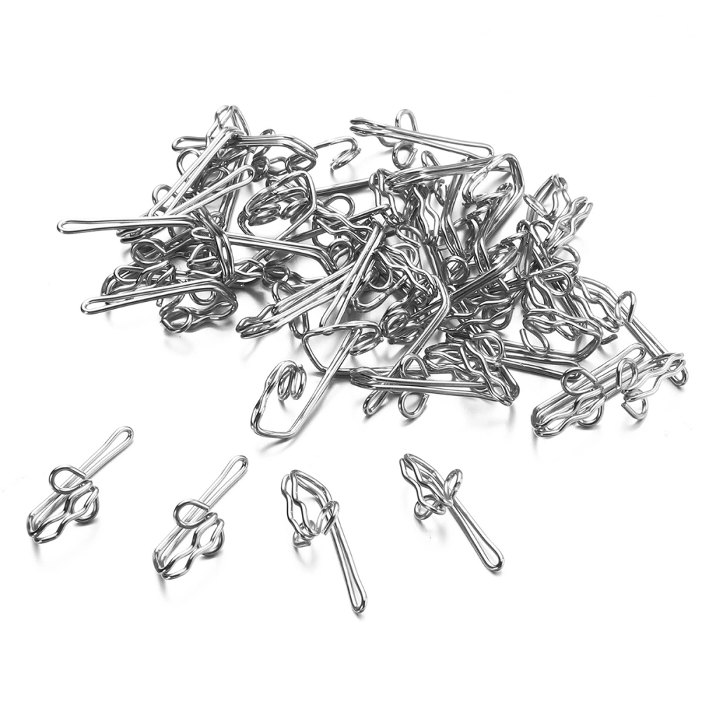 80 Pcs 12x28mm Curtain Hook Home Fashions and Decorative Beautiful Hooks for Bathroom Bedroom Living room Curtain(Silver)