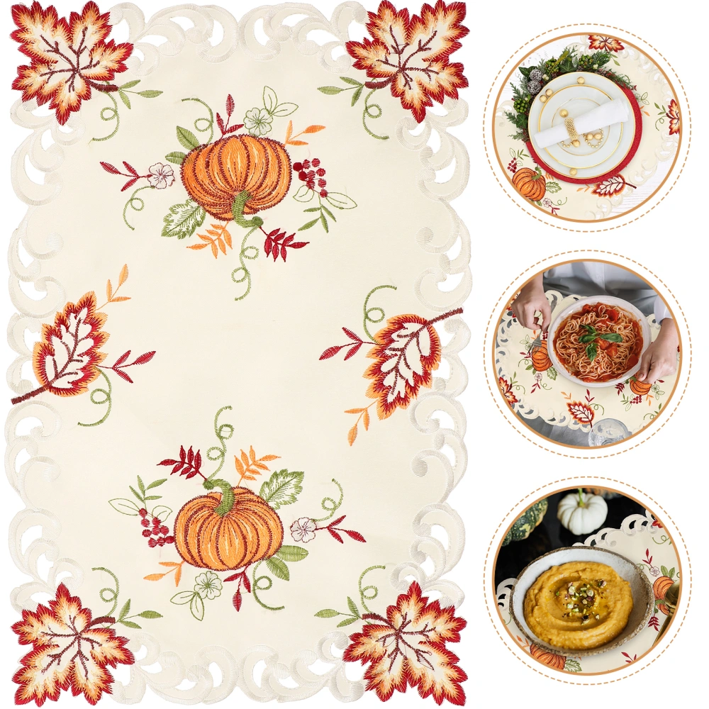 Decorative Placemat Thanksgiving Pumpkin Fall Maple Leaf Pattern Table Placemat