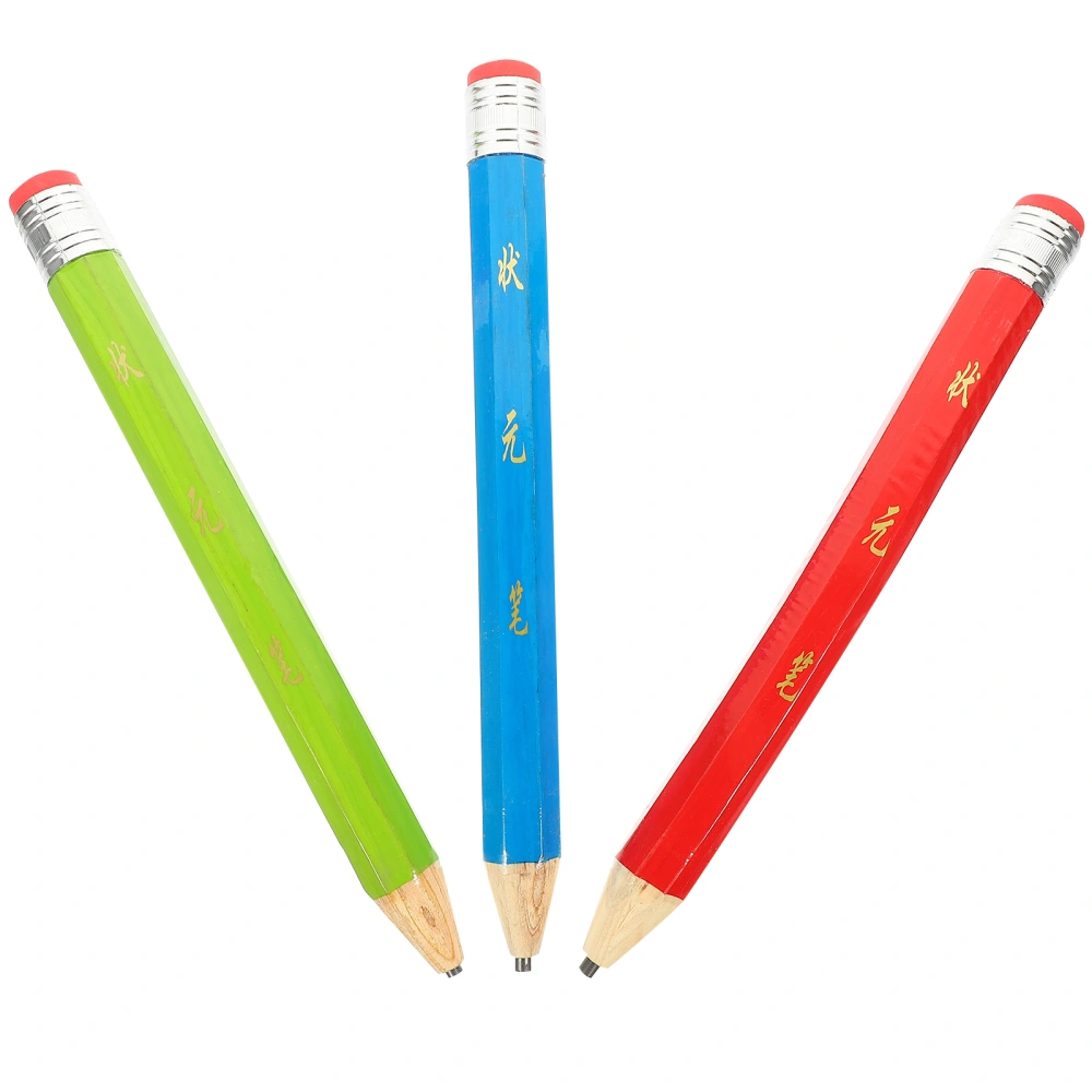 3Pcs Wooden Pencils Extra Large Pencils Octagonal Pencils Funny Kids Stationery