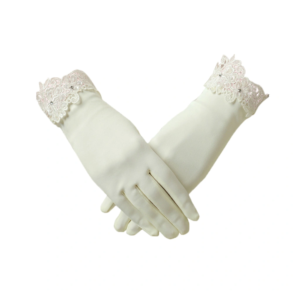 1 Pair Elegant Wedding Dress Gloves Gorgeous Matte Satin Gloves Bridal Clothes Accessories