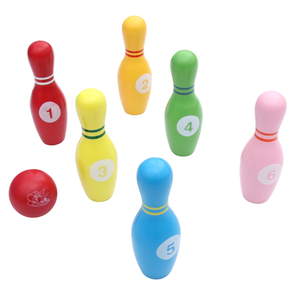 7pcs Wooden Bowling Play Sets Funny Indoor Outdoor Sports Bowling Games Educational Toy for Kids Children