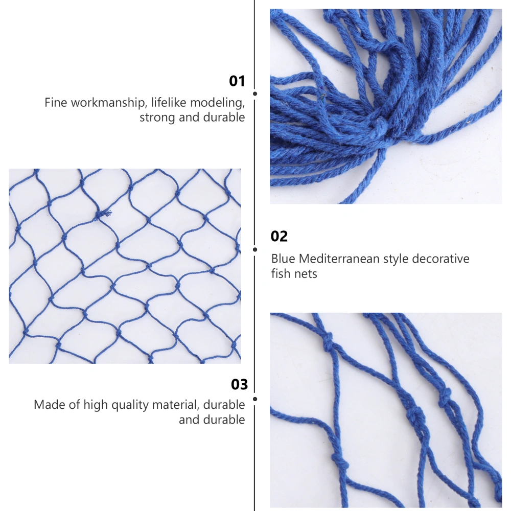 Wall Hanging Nautical Decorative Fish Net Fishing Netting Luau Party Wall Decor (Blue)